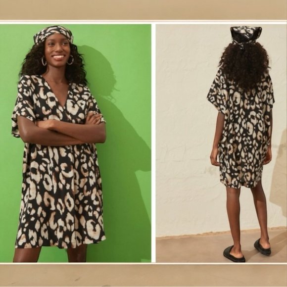 H&M Leopard Print Knee-length Dress Sz XL - Picture 1 of 9